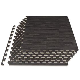 Wood Grain Puzzle Mat (Option: 1/2 in  Carbon Black  24 Sq Ft   6 Tiles)