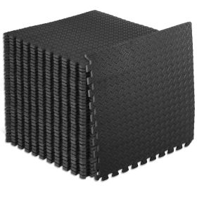 Exercise Puzzle Mat (Option: 1/2 in  Black  144 Sq Ft   36 Tiles)