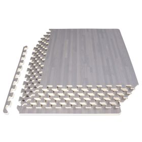 Wood Grain Puzzle Mat (Option: 1/2 in  Slate Grey  24 Sq Ft   6 Tiles)