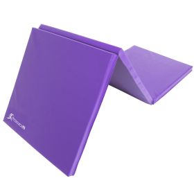 Tri (Option: Fold Folding Exercise Mat 6ft x 2ft  Purple)