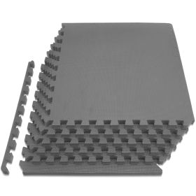 Exercise Puzzle Mat (Option: 3/4 in  Grey  24 Sq Ft   6 Tiles)
